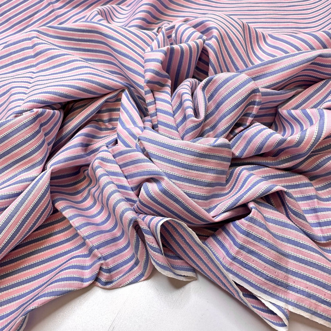 Cotton Candy Slushie - Vintage Cotton Woven - Blue/Pink Stripes - 1.5M Bundle - True Deadstock fabric Fabric by private - Sustainable Textile | FABCYCLE