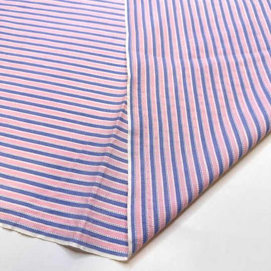 Cotton Candy Slushie - Vintage Cotton Woven - Blue/Pink Stripes - 1.5M Bundle - True Deadstock fabric Fabric by private - Sustainable Textile | FABCYCLE