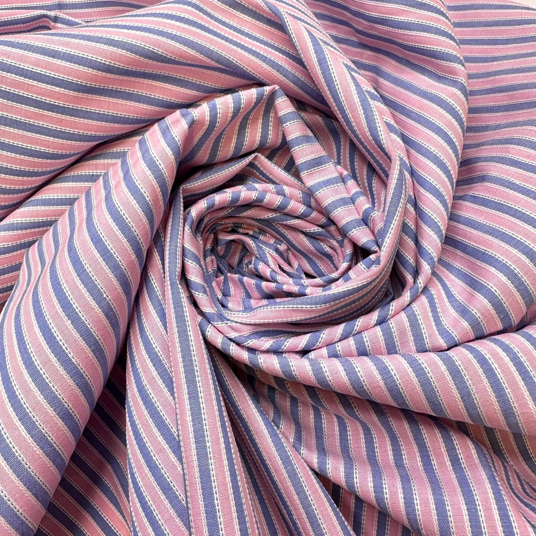 Cotton Candy Slushie - Vintage Cotton Woven - Blue/Pink Stripes - 1.5M Bundle - True Deadstock fabric Fabric by private - Sustainable Textile | FABCYCLE