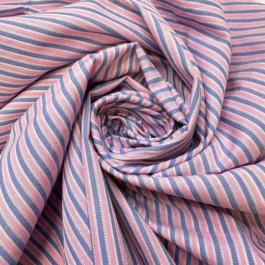 Cotton Candy Slushie - Vintage Cotton Woven - Blue/Pink Stripes - 1.5M Bundle - True Deadstock fabric Fabric by private - Sustainable Textile | FABCYCLE