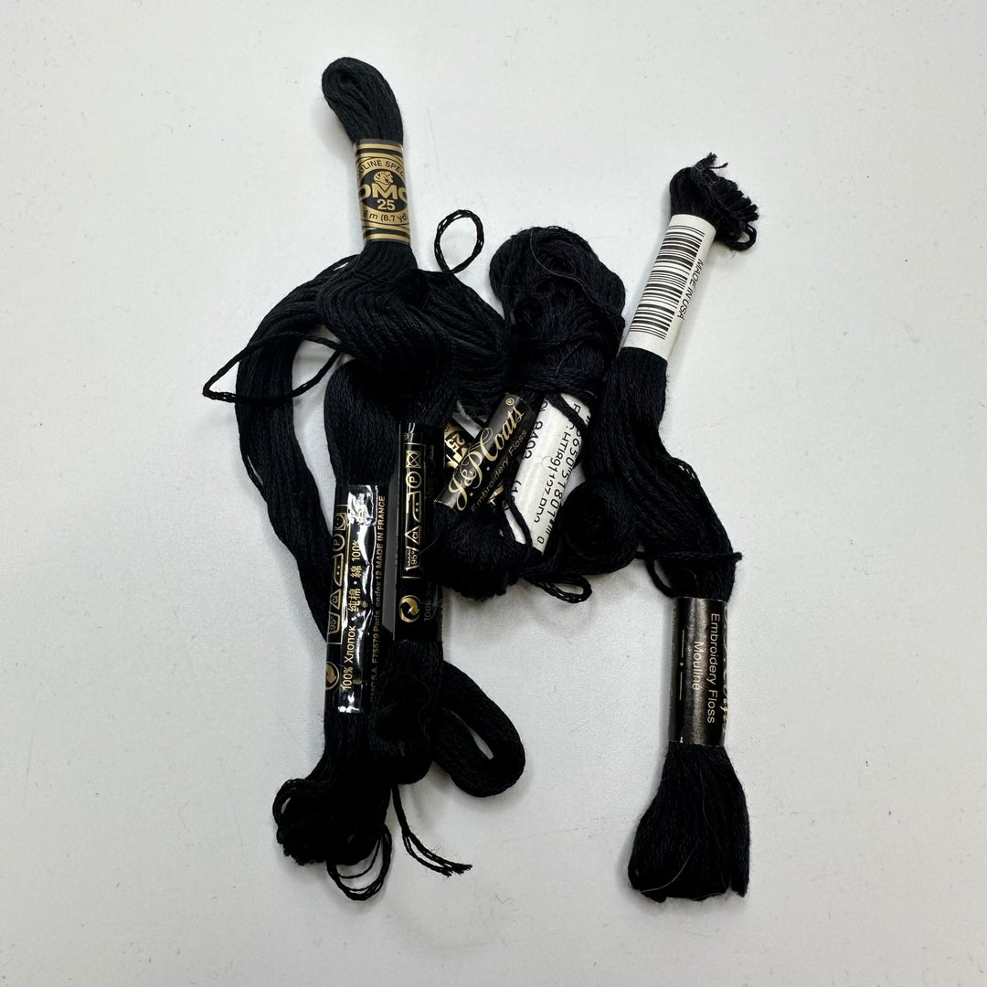 Cotton Embroidery Floss Thread - Black - 4 Pack - True Deadstock supplies Fabric by private - Sustainable Textile | FABCYCLE