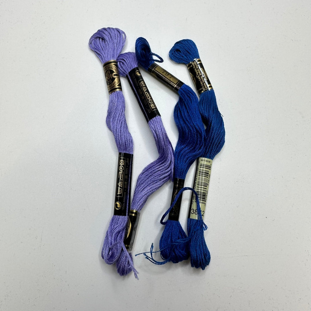Cotton Embroidery Floss Thread - Blue/Purple - 4 Pack - True Deadstock supplies Fabric by private - Sustainable Textile | FABCYCLE