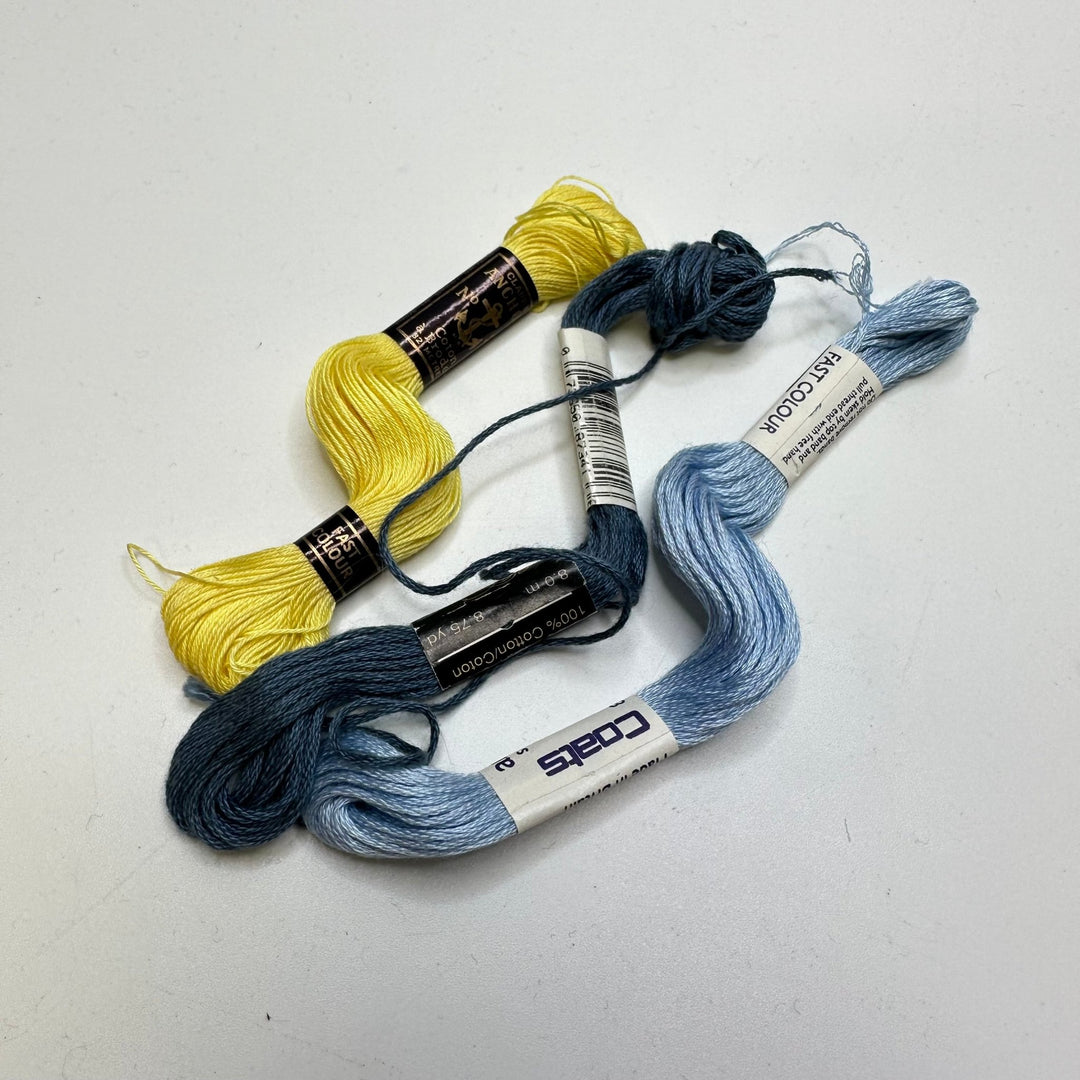 Cotton Embroidery Floss Thread - Blue/Yellow - 3 Pack - True Deadstock supplies Fabric by private - Sustainable Textile | FABCYCLE