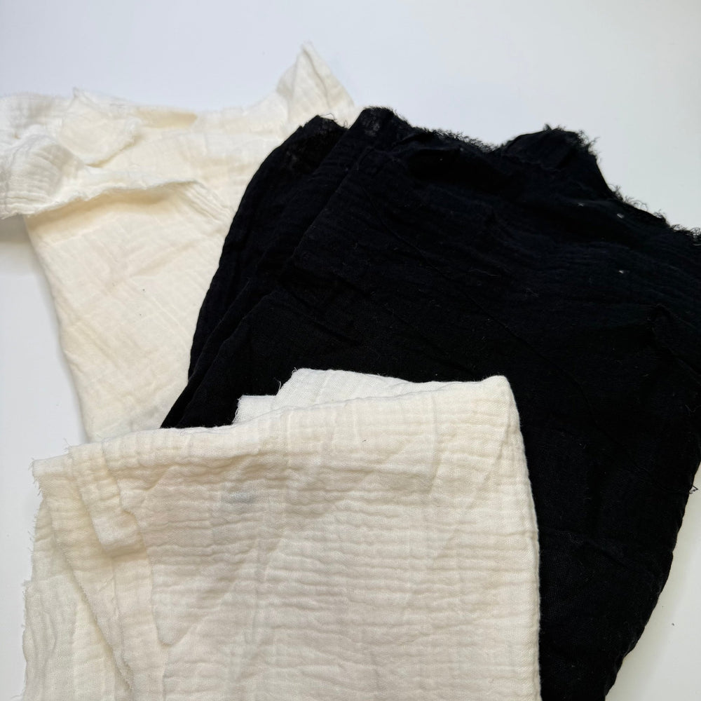 Cotton Gauze 3 Pack - Woven - Cream/Black - Less Than 0.5M Pieces - True Deadstock fabric Fabric by private - Sustainable Textile | FABCYCLE