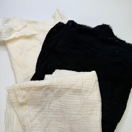 Cotton Gauze 3 Pack - Woven - Cream/Black - Less Than 0.5M Pieces - True Deadstock fabric Fabric by private - Sustainable Textile | FABCYCLE