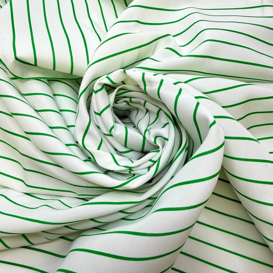 Countdown To 2014 - Polyester Blend Woven - Green/White Pinstripe - 2.3M Bundle - True Deadstock fabric Fabric by private - Sustainable Textile | FABCYCLE