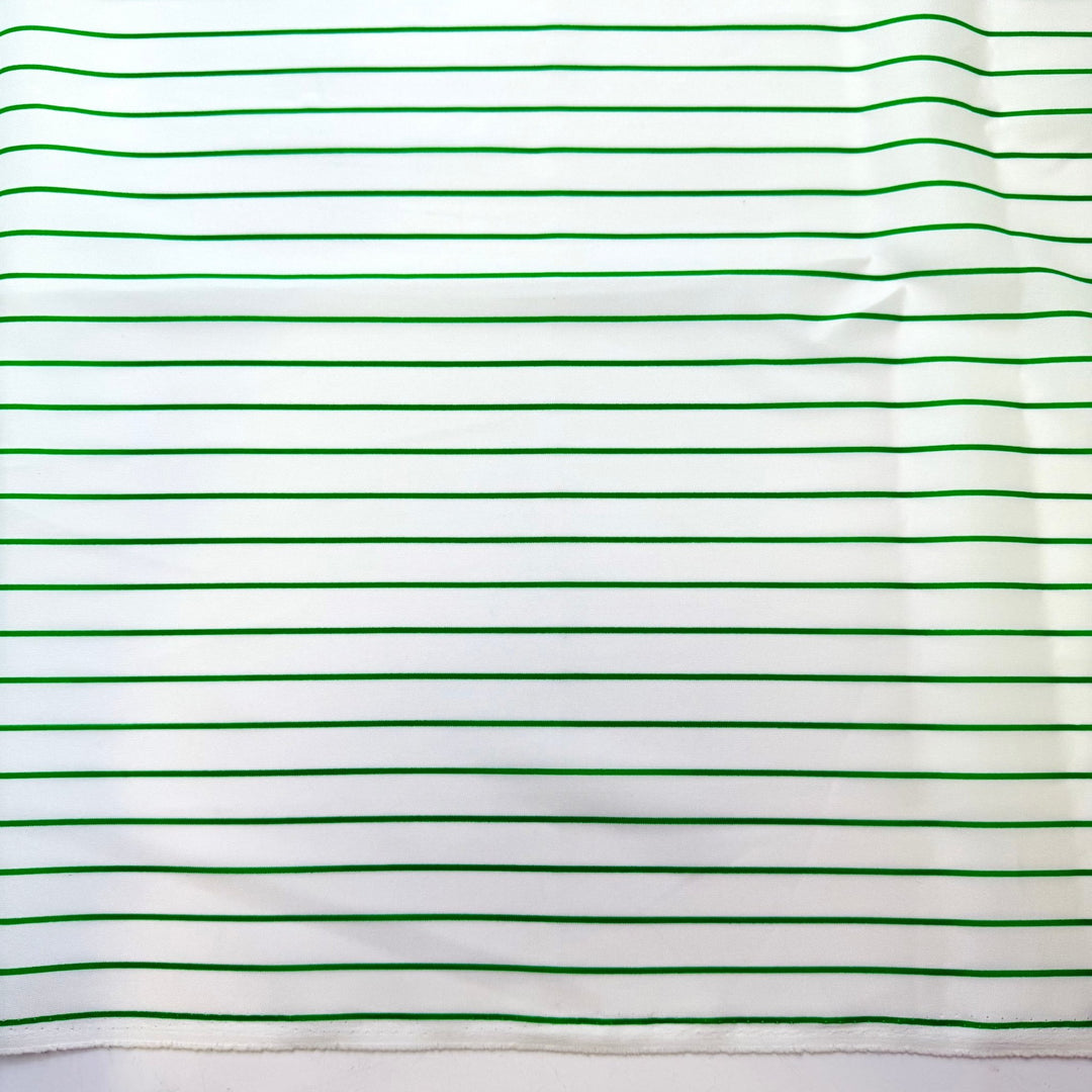 Countdown To 2014 - Polyester Blend Woven - Green/White Pinstripe - 2.3M Bundle - True Deadstock fabric Fabric by private - Sustainable Textile | FABCYCLE