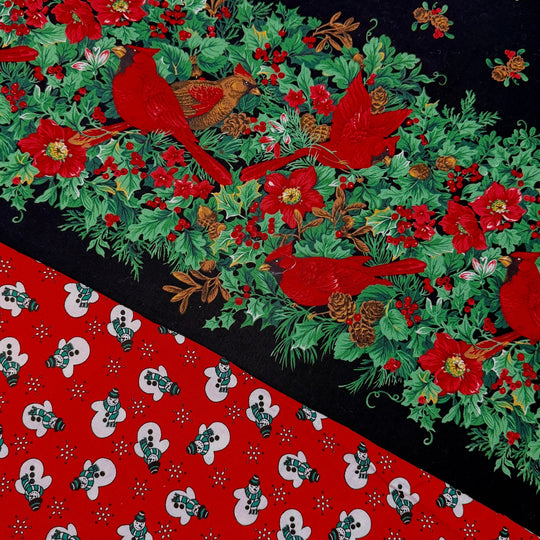 Countdown To Christmas - Vintage Cotton Woven - Green/Red Christmas/Winter - 2 Pack - True Deadstock fabric Fabric by private - Sustainable Textile | FABCYCLE