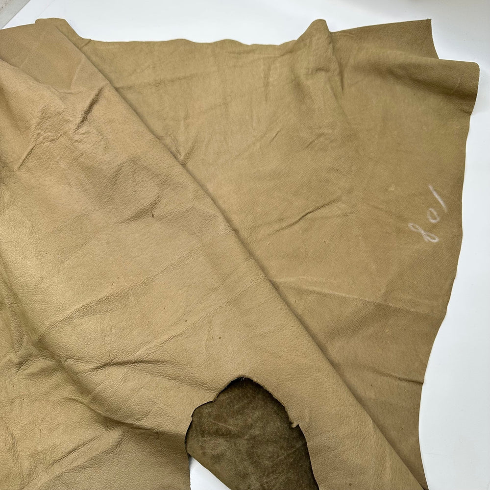 Cow Folk - Suede Leather Woven - Olive Beige - 0.75M Bundle - True Deadstock fabric Fabric by private - Sustainable Textile | FABCYCLE