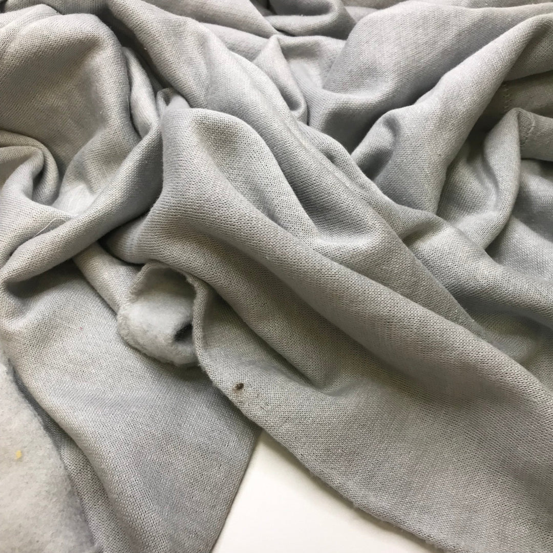 Cozy Cafe Clothes - Jersey Fleece Cotton Blend Knit - Light Grey - 1M Bundle - True Deadstock fabric Fabric by private - Sustainable Textile | FABCYCLE