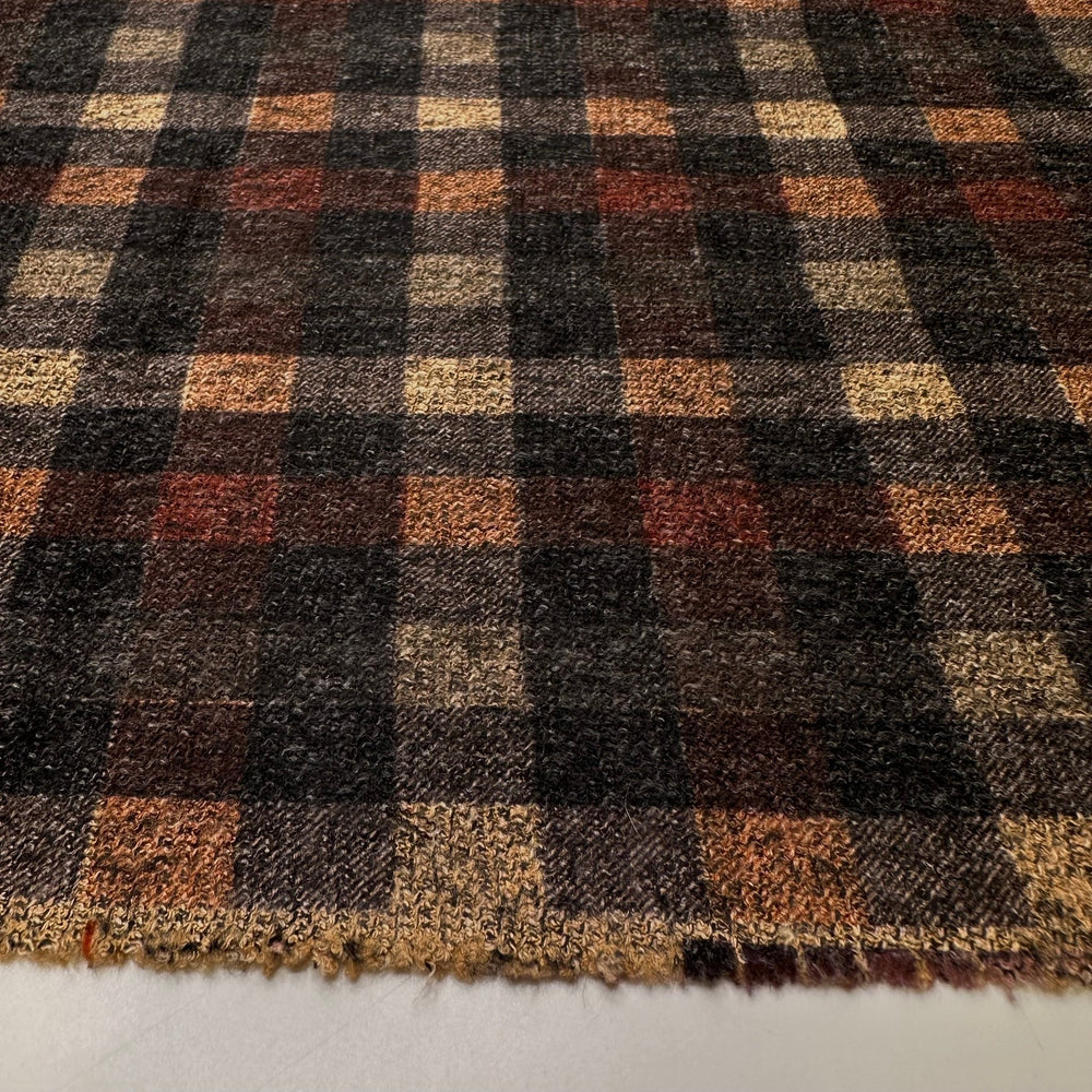 Cozy Thrift Store Finds - Polyester Blend Knit - Dark Orange Multi Plaid - 2.5M Bundle - True Deadstock fabric Fabric by private - Sustainable Textile | FABCYCLE