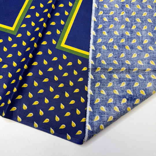 Crack And Crunch - Satin Finish Cotton Woven - Navy Multi Sunflower Motif - 0.9M Bundle - True Deadstock fabric Fabric by private - Sustainable Textile | FABCYCLE