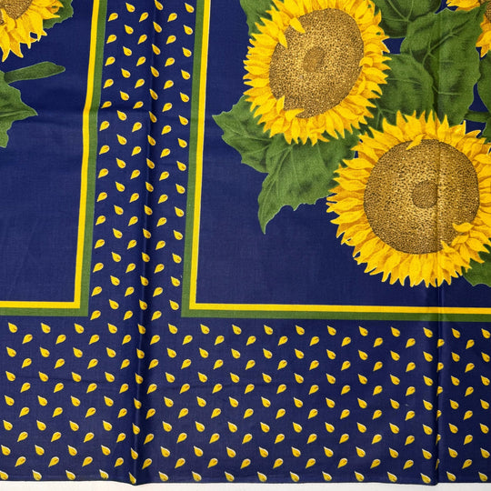 Crack And Crunch - Satin Finish Cotton Woven - Navy Multi Sunflower Motif - 0.9M Bundle - True Deadstock fabric Fabric by private - Sustainable Textile | FABCYCLE
