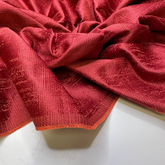 Cranberry Bouquet - Jacquard Poly Woven - Dark Red - 1.4M Bundle - True Deadstock fabric Fabric by private - Sustainable Textile | FABCYCLE