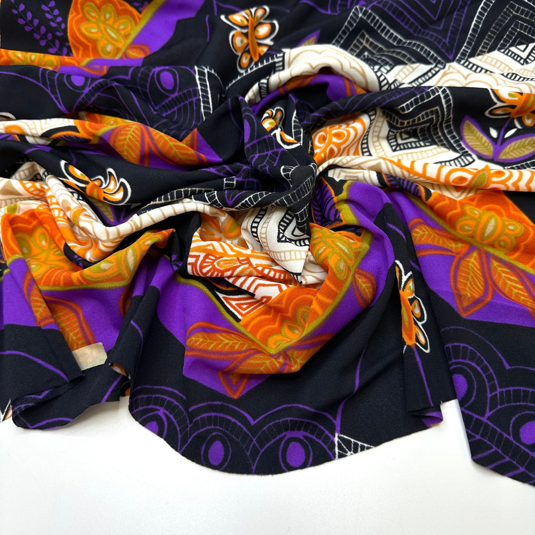Crazy Beginnings - Jersey Poly Knit - Purple Multi Floral - 2.3M Bundle - True Deadstock fabric Fabric by private - Sustainable Textile | FABCYCLE