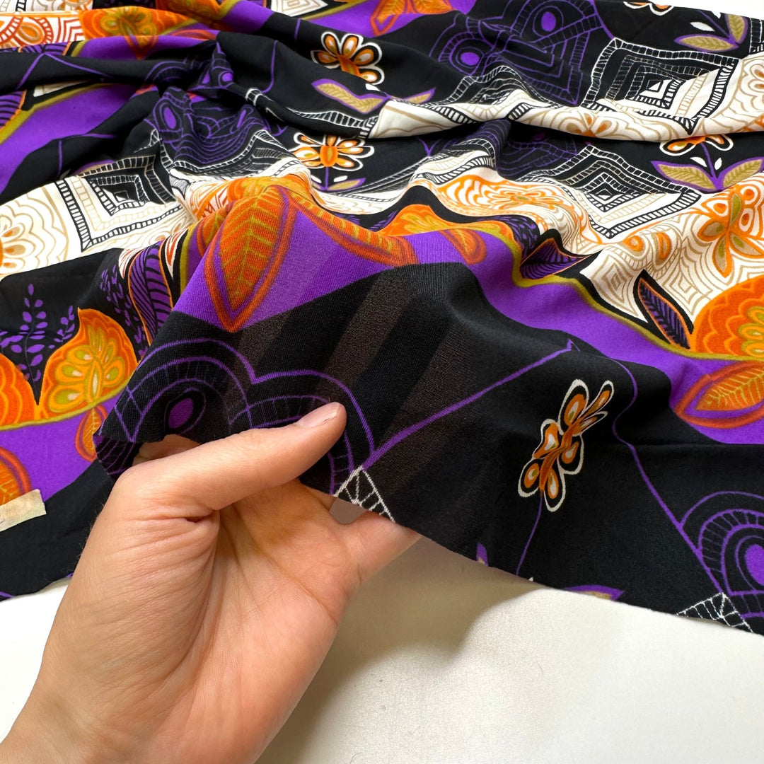 Crazy Beginnings - Jersey Poly Knit - Purple Multi Floral - 2.3M Bundle - True Deadstock fabric Fabric by private - Sustainable Textile | FABCYCLE