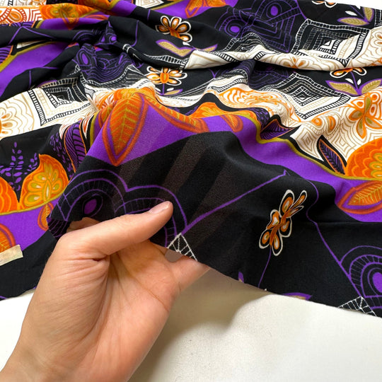 Crazy Beginnings - Jersey Poly Knit - Purple Multi Floral - 2.3M Bundle - True Deadstock fabric Fabric by private - Sustainable Textile | FABCYCLE