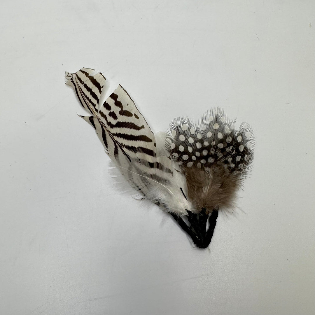 Cream Brown Hat Piece Feathers - Cream/Brown - Individual - True Deadstock supplies Fabric by private - Sustainable Textile | FABCYCLE