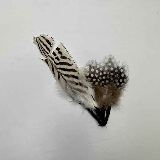Cream Brown Hat Piece Feathers - Cream/Brown - Individual - True Deadstock supplies Fabric by private - Sustainable Textile | FABCYCLE