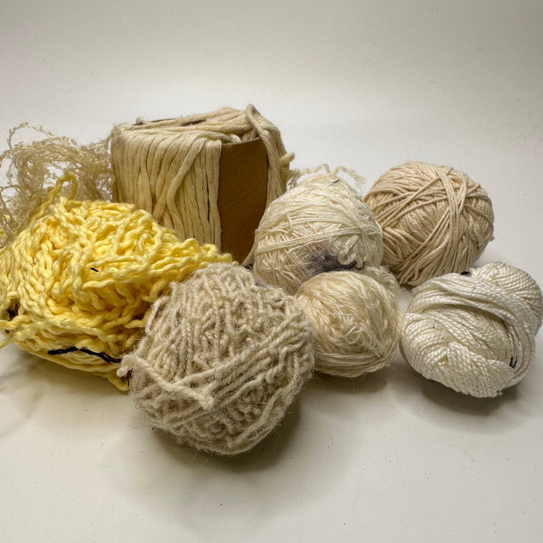 Cream End Of Ball Pack Yarn - Cream/Yellow - 5 Pack - True Deadstock supplies Fabric by private - Sustainable Textile | FABCYCLE