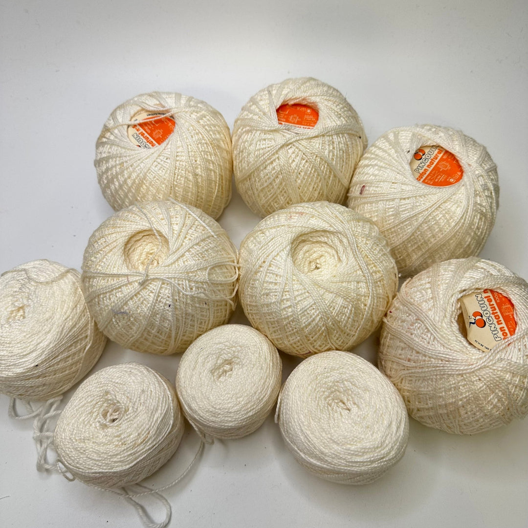 Crochet Cotton Pack Yarn - Cream/White - 10 Pack - True Deadstock supplies Fabric by private - Sustainable Textile | FABCYCLE