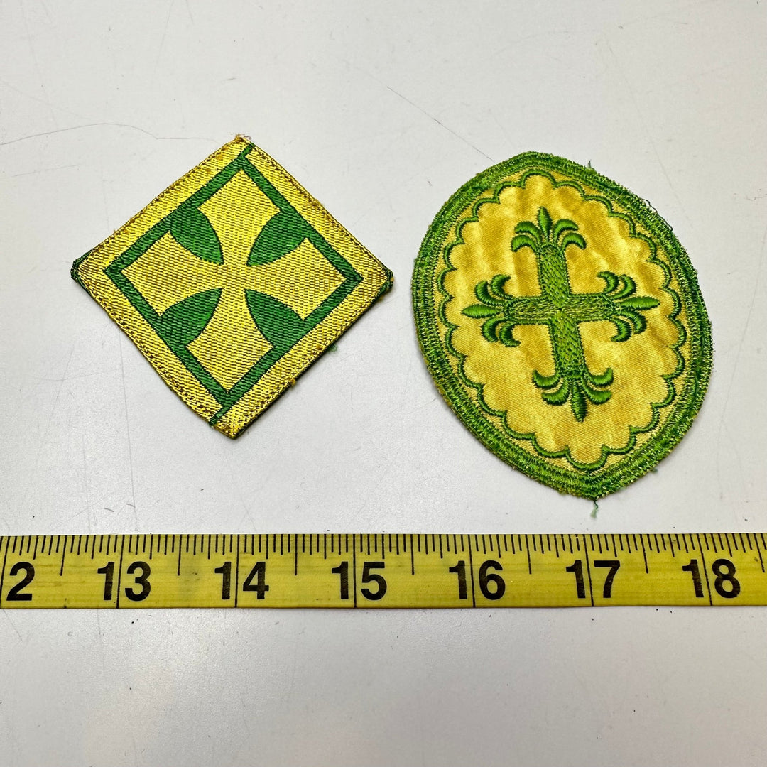 Cross Patches Applique - Green/Yellow - 2 Pack - True Deadstock supplies Fabric by private - Sustainable Textile | FABCYCLE