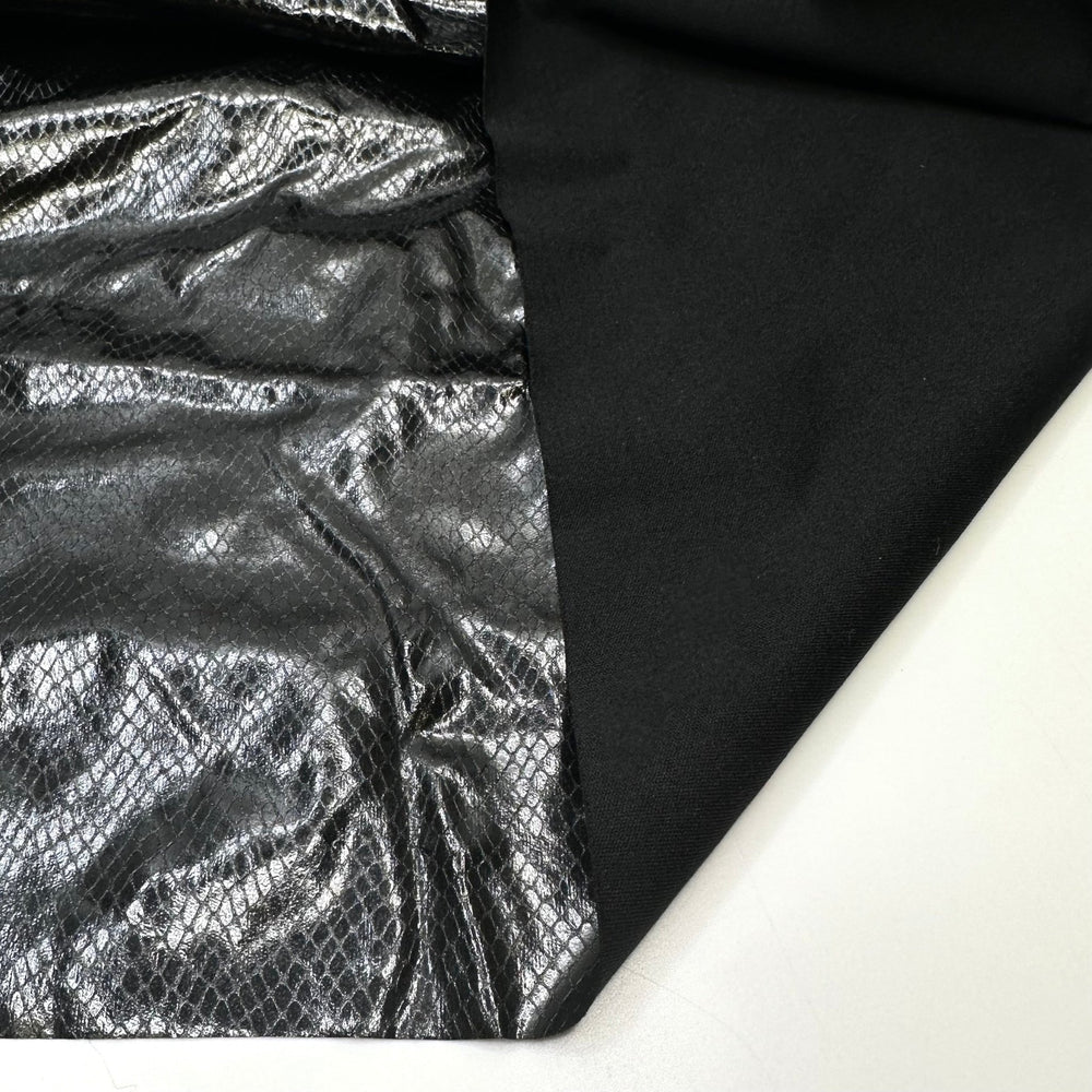 Cruella 2.0 - fake snakeskin Polyester Backing PU/Poly Woven - Black Animal Print - 0.7M Bundle - True Deadstock fabric Fabric by private - Sustainable Textile | FABCYCLE