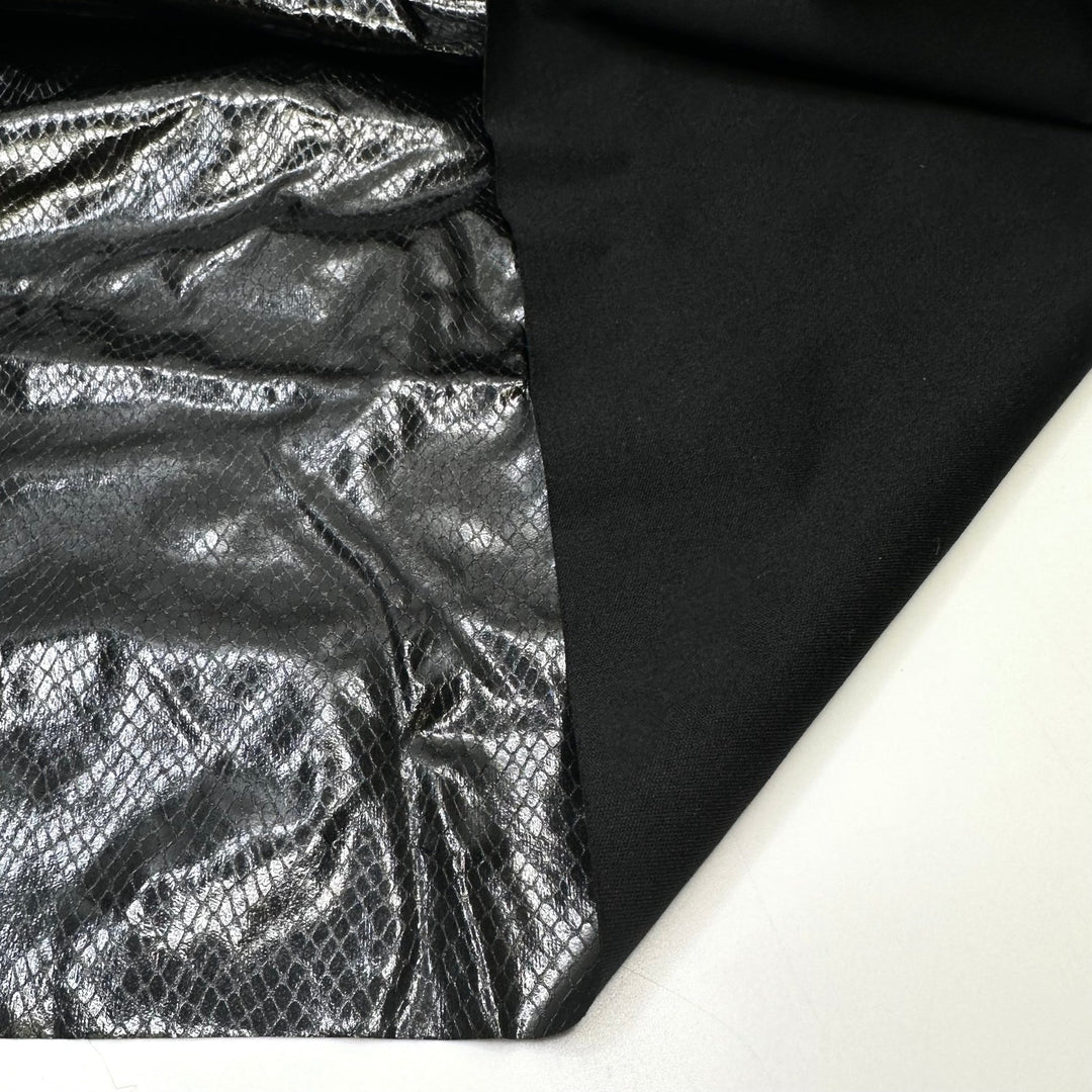 Cruella 2.0 - fake snakeskin Polyester Backing PU/Poly Woven - Black Animal Print - 0.7M Bundle - True Deadstock fabric Fabric by private - Sustainable Textile | FABCYCLE