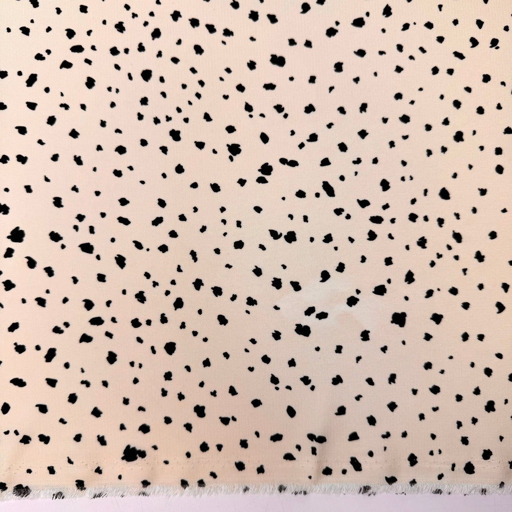 Cruella Cackle - Poly/Rayon Woven - Cream/Black Abstract Polka Dots - Bundles - True Deadstock fabric Fabric by private - Sustainable Textile | FABCYCLE