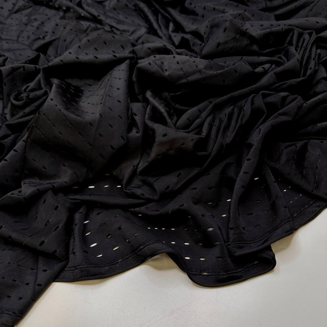 Cryptic Messages - Sport Mesh Poly/Spandex Knit - Black Geometric - 1.5M Bundle - True Deadstock fabric Fabric by private - Sustainable Textile | FABCYCLE
