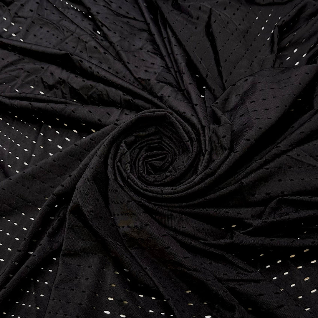 Cryptic Messages - Sport Mesh Poly/Spandex Knit - Black Geometric - 1.5M Bundle - True Deadstock fabric Fabric by private - Sustainable Textile | FABCYCLE