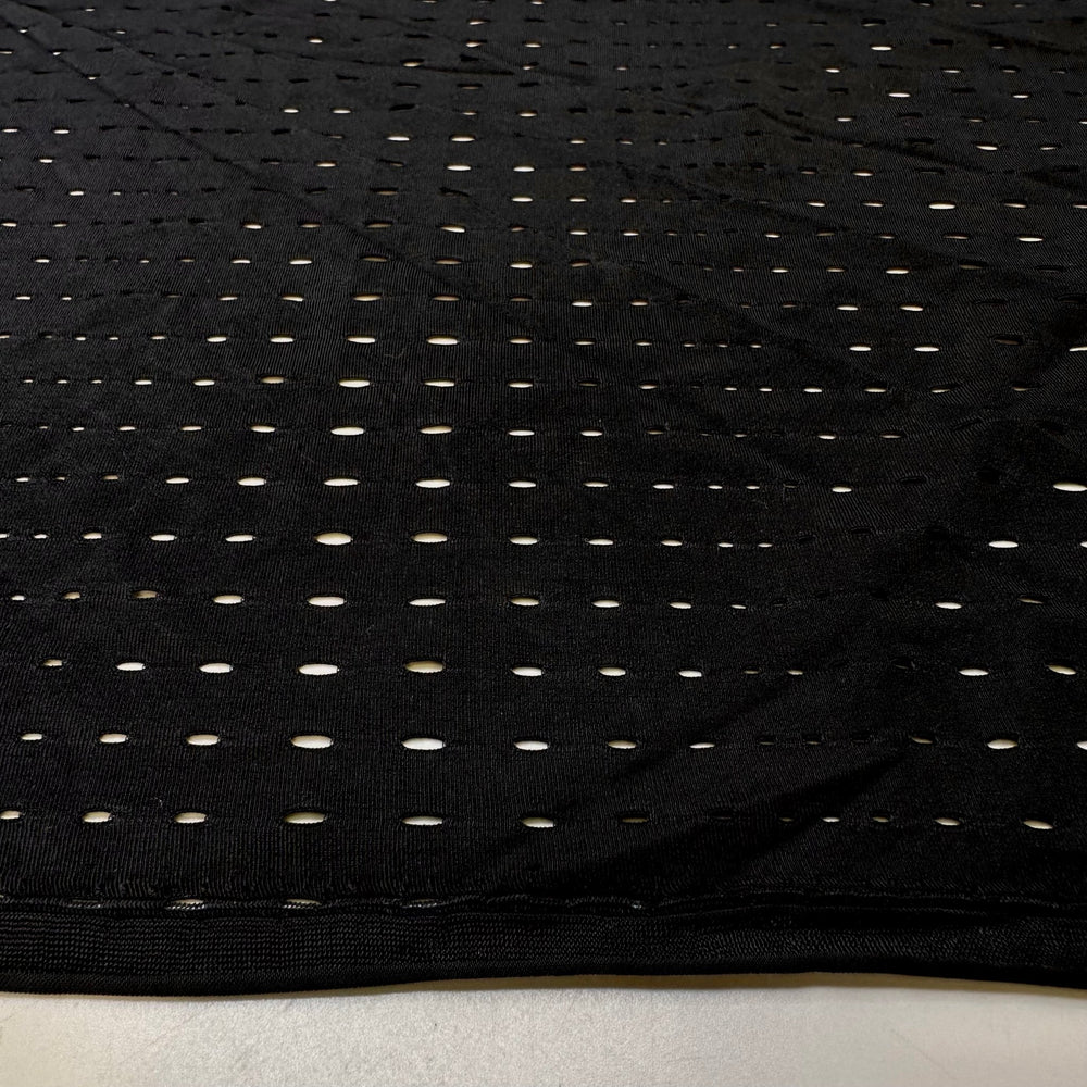 Cryptic Messages - Sport Mesh Poly/Spandex Knit - Black Geometric - 1.5M Bundle - True Deadstock fabric Fabric by private - Sustainable Textile | FABCYCLE