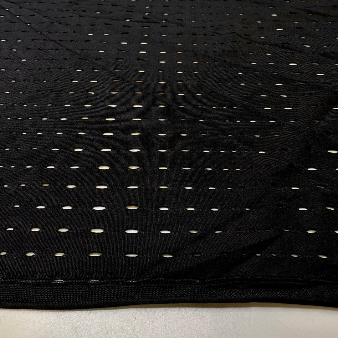 Cryptic Messages - Sport Mesh Poly/Spandex Knit - Black Geometric - 1.5M Bundle - True Deadstock fabric Fabric by private - Sustainable Textile | FABCYCLE