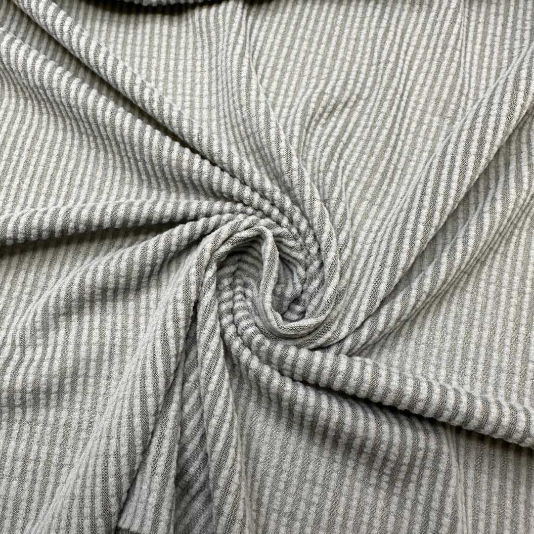 Cuddle Plans - Jersey Fleece Poly/Rayon Knit - Grey Stripes - Bundles - True Deadstock fabric Fabric by private - Sustainable Textile | FABCYCLE