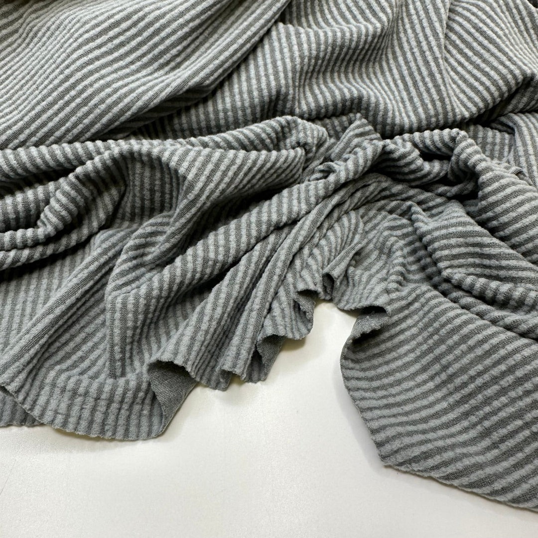 Cuddle Plans - Jersey Fleece Poly/Rayon Knit - Grey Stripes - Bundles - True Deadstock fabric Fabric by private - Sustainable Textile | FABCYCLE