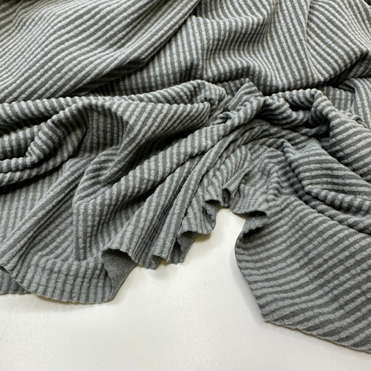 Cuddle Plans - Jersey Fleece Poly/Rayon Knit - Grey Stripes - Bundles - True Deadstock fabric Fabric by private - Sustainable Textile | FABCYCLE