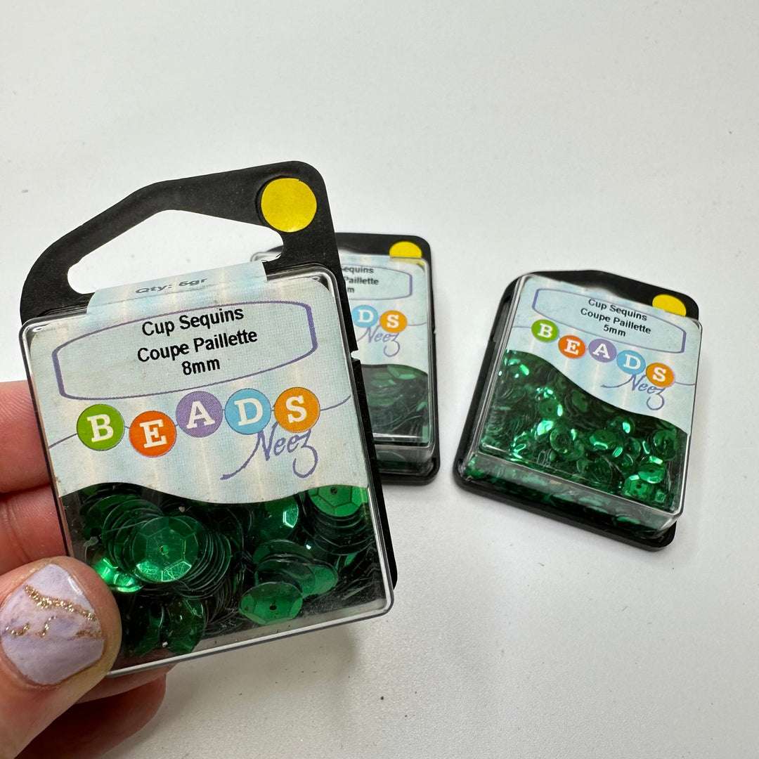 Cupped Sew On Sequins - Green - 50 Pack - True Deadstock supplies Fabric by private - Sustainable Textile | FABCYCLE