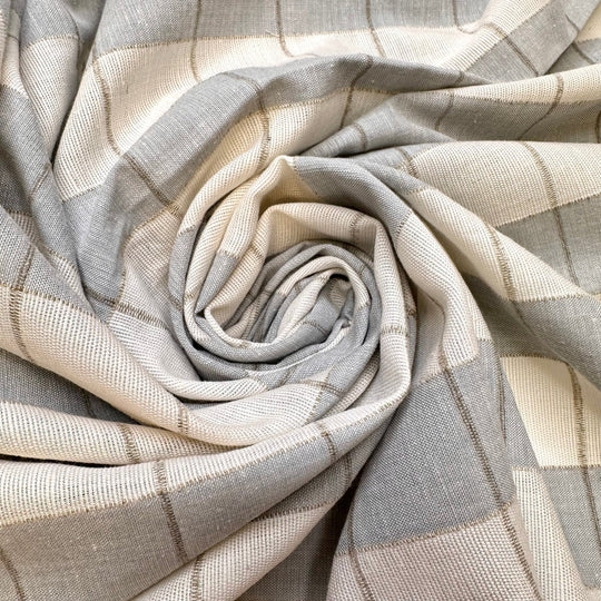 Curated Dreams - Cotton Blend Woven - Grey/White Stripes - 1.5M Bundle - True Deadstock fabric Fabric by private - Sustainable Textile | FABCYCLE