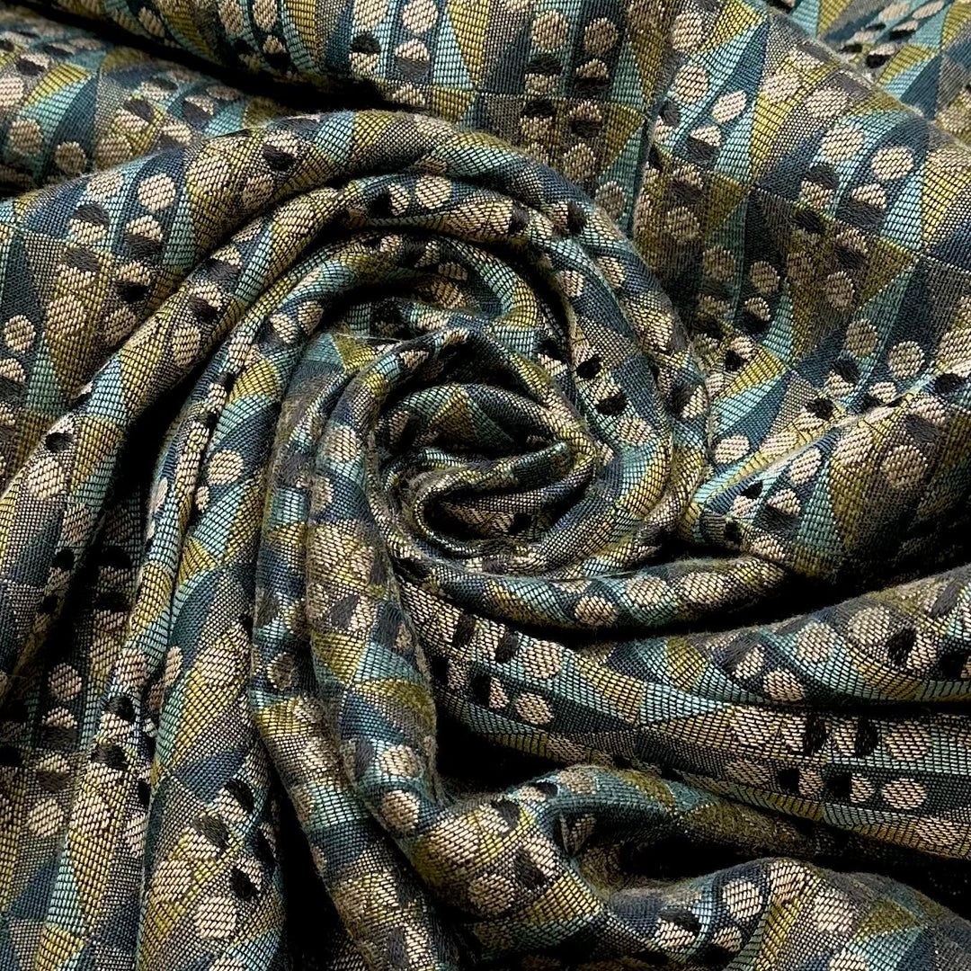 Curiosity Collection - Cotton Blend Woven - Blue/Green Geometric - 1.1M Bundle - True Deadstock fabric Fabric by private - Sustainable Textile | FABCYCLE