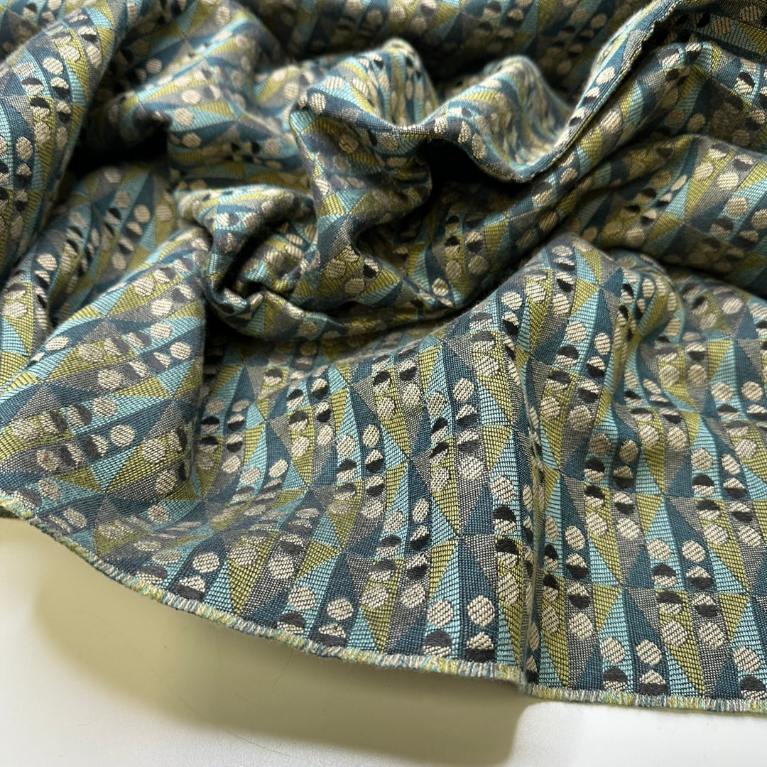 Curiosity Collection - Cotton Blend Woven - Blue/Green Geometric - 1.1M Bundle - True Deadstock fabric Fabric by private - Sustainable Textile | FABCYCLE