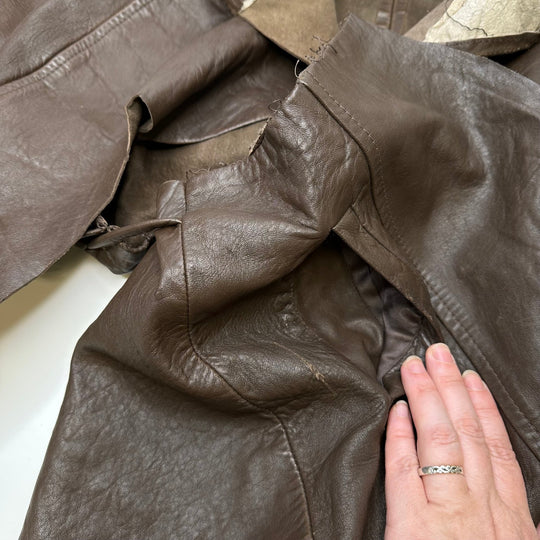 Cut Up Leather Jacket Clothing - Brown - Individual - True Deadstock supplies Fabric by private - Sustainable Textile | FABCYCLE