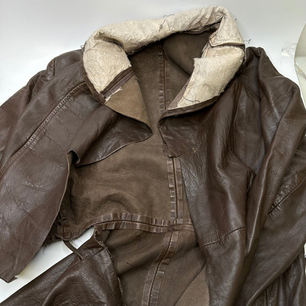 Cut Up Leather Jacket Clothing - Brown - Individual - True Deadstock supplies Fabric by private - Sustainable Textile | FABCYCLE