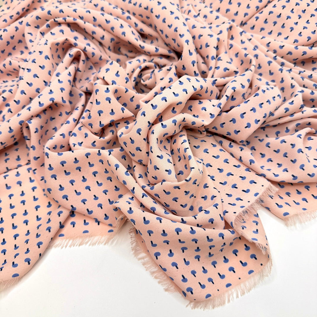 Cute And Formal - Crepe Poly Woven - Light Pink/Blue Abstract - 3.7M Bundle - True Deadstock fabric Fabric by private - Sustainable Textile | FABCYCLE