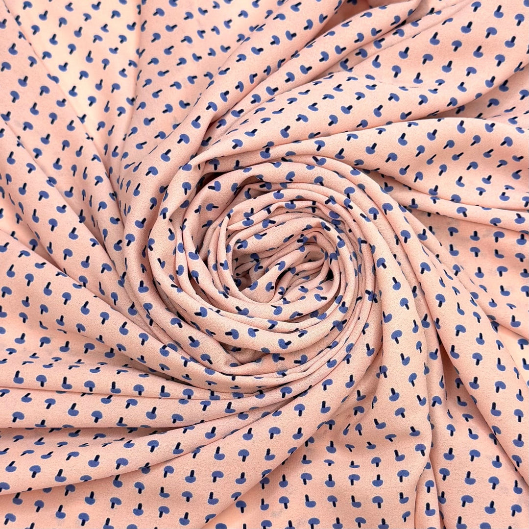 Cute And Formal - Crepe Poly Woven - Light Pink/Blue Abstract - 3.7M Bundle - True Deadstock fabric Fabric by private - Sustainable Textile | FABCYCLE