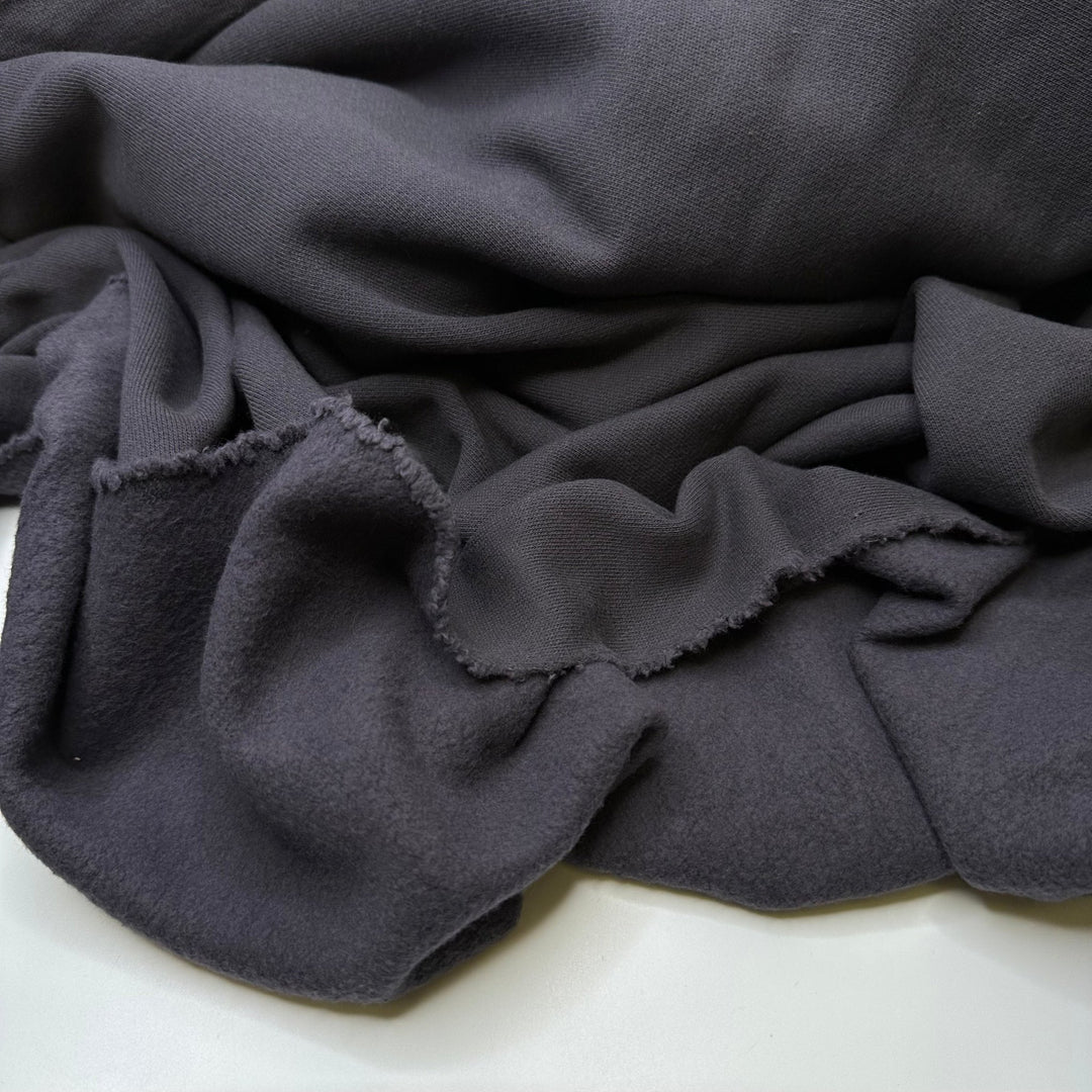 Cute As A Elephants Ear - Jersey Fleece Cotton Knit - Dark Grey - Bundles - True Deadstock fabric Fabric by private - Sustainable Textile | FABCYCLE