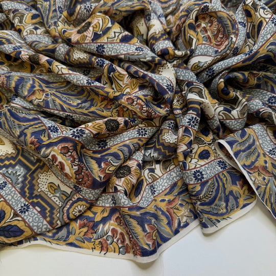 Dance Around The Garden - Polyester Blend Woven - Dark Blue Multi Floral - 2.3M Bundle - True Deadstock fabric Fabric by private - Sustainable Textile | FABCYCLE
