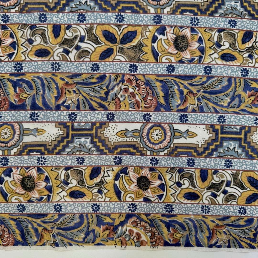 Dance Around The Garden - Polyester Blend Woven - Dark Blue Multi Floral - 2.3M Bundle - True Deadstock fabric Fabric by private - Sustainable Textile | FABCYCLE