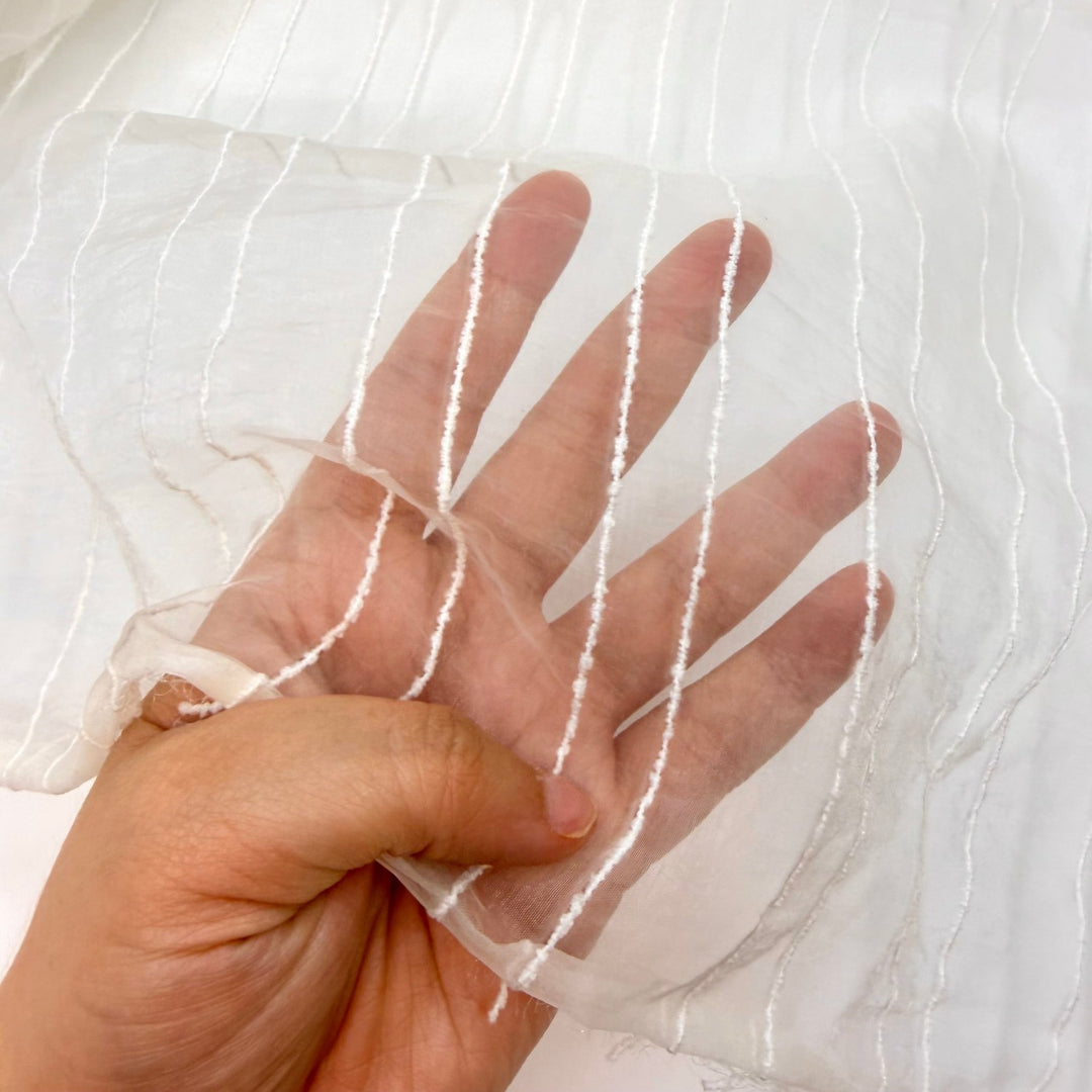 Dance Like The Wind - Organza Poly Woven - White Pinstripe - 3.5M Bundle - True Deadstock fabric Fabric by private - Sustainable Textile | FABCYCLE