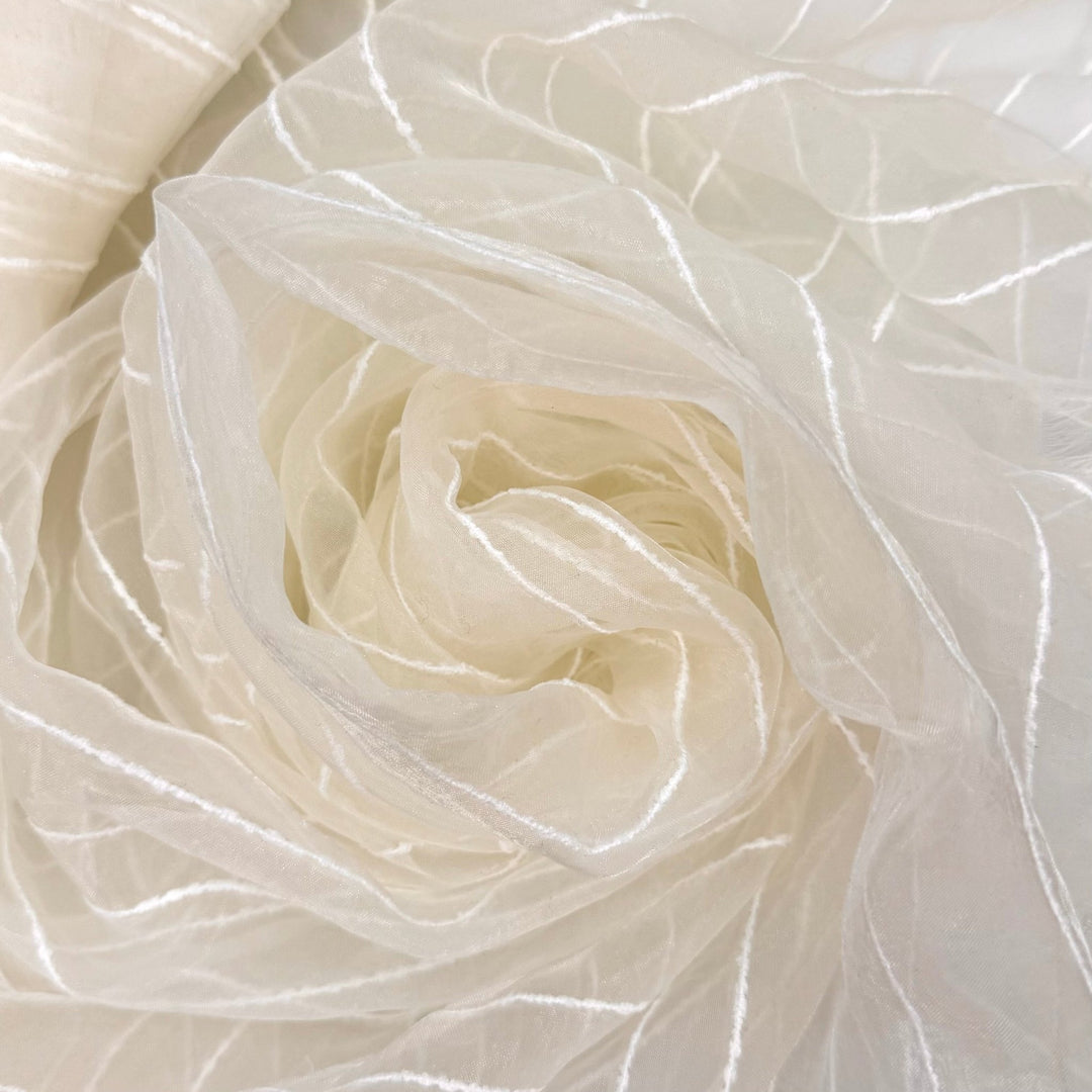 Dance Like The Wind - Organza Poly Woven - White Pinstripe - 3.5M Bundle - True Deadstock fabric Fabric by private - Sustainable Textile | FABCYCLE