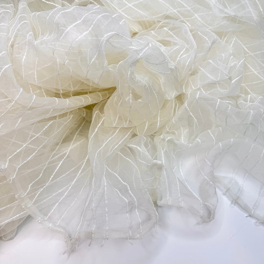 Dance Like The Wind - Organza Poly Woven - White Pinstripe - 3.5M Bundle - True Deadstock fabric Fabric by private - Sustainable Textile | FABCYCLE